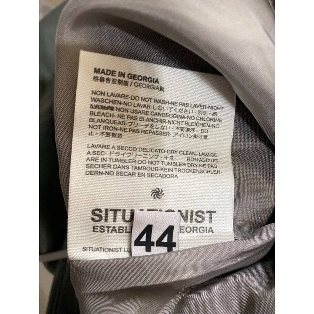 Situationist 44 Dark Green Grey Leather Shorts Western Style Pleats Long - Picture 9 of 13